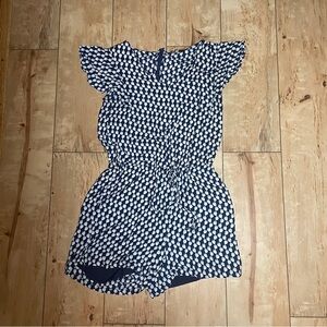 Rose & Olive - floral v-neck shorts romper - women’s‎ size small - blue white